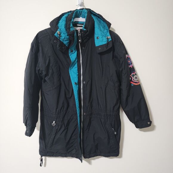 Vintage Obermeyer Womens Austin Hooded Ski Jacket Black Embroidered Size 8 - Picture 5 of 13